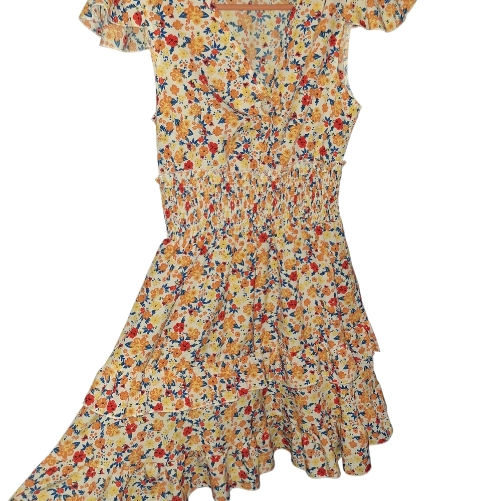 Women’s Floral Ruffle Sleeve Sundress, XS - Picture 3 of 6